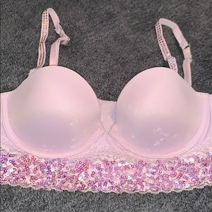 Purple Strapless Glitter Bra - VSPINK